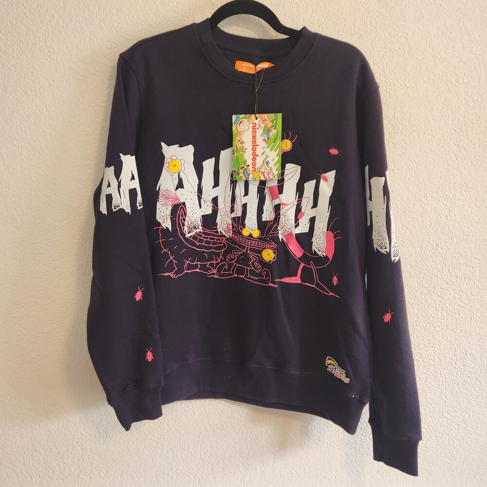 Nickelodeon Aaahhh!!! Real Monsters Men's Size Medium Black Crew New NWT 90's‎